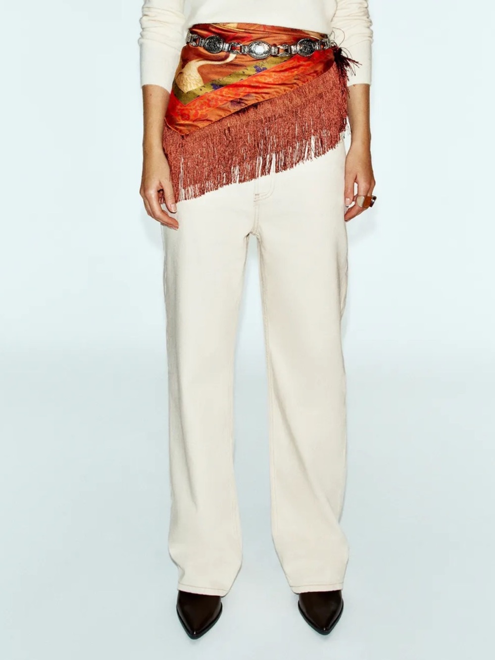 ZARA HERON PRINT SATIN SCARF